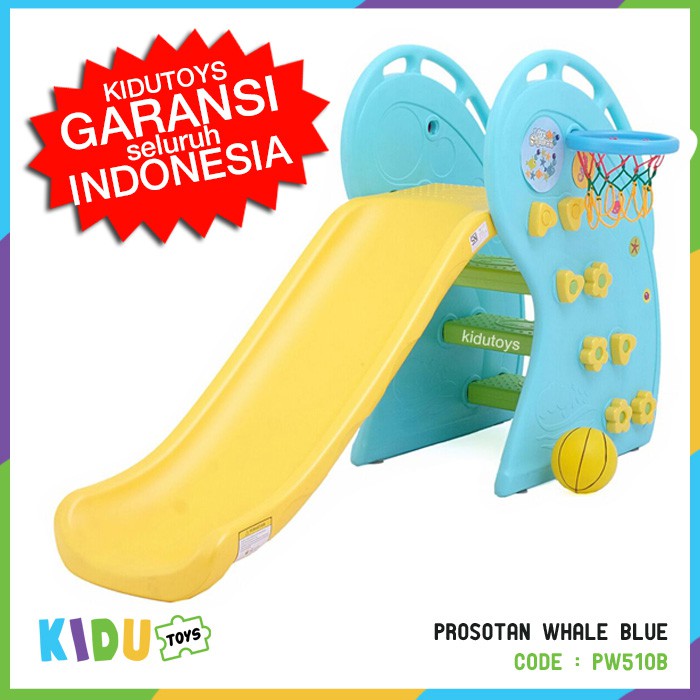 Prosotan Anak Whale KC510 Labeille Biru Hijau Merah / Prosotan Whale Slide Kidu Toys