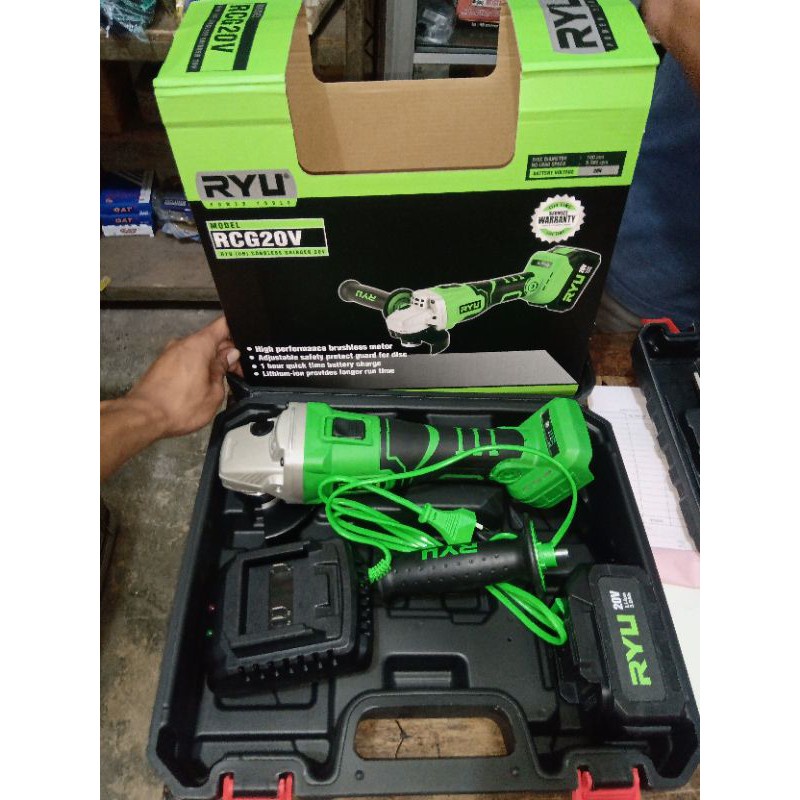 Mesin Gerinda Cordless grinder RYU RCG 20V Dan Grenda Baterai Mailtank 21V- mesin gerinda baterai,