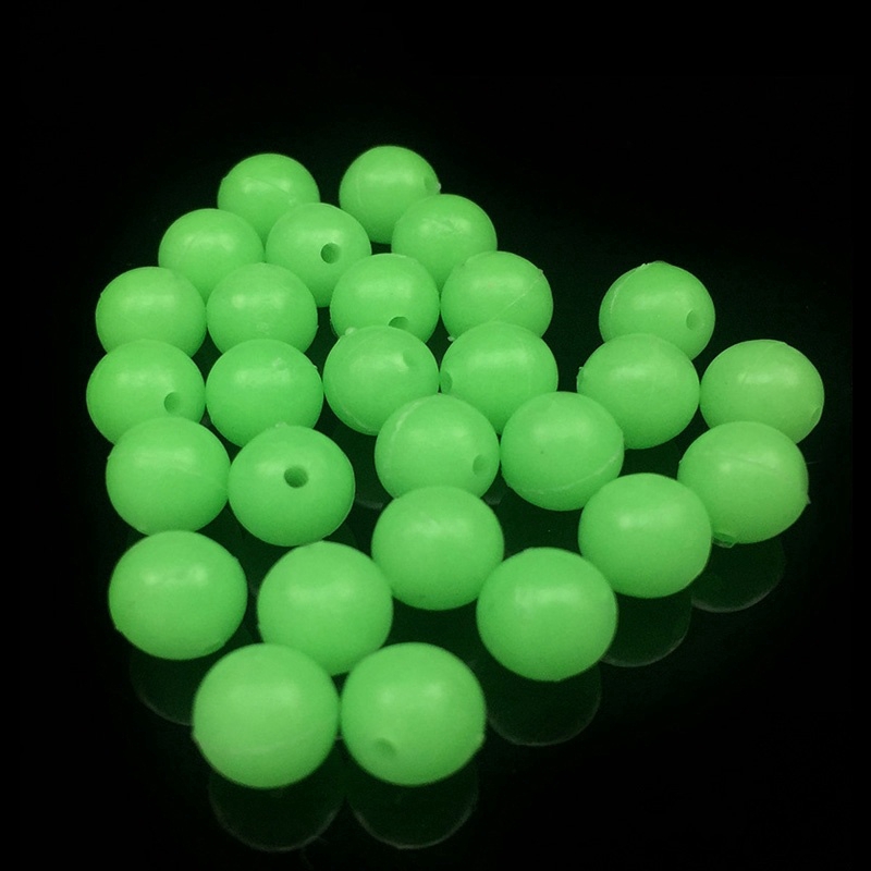 Amlucas 50pcs Manik-Manik Bulat Luminous Untuk Memancing