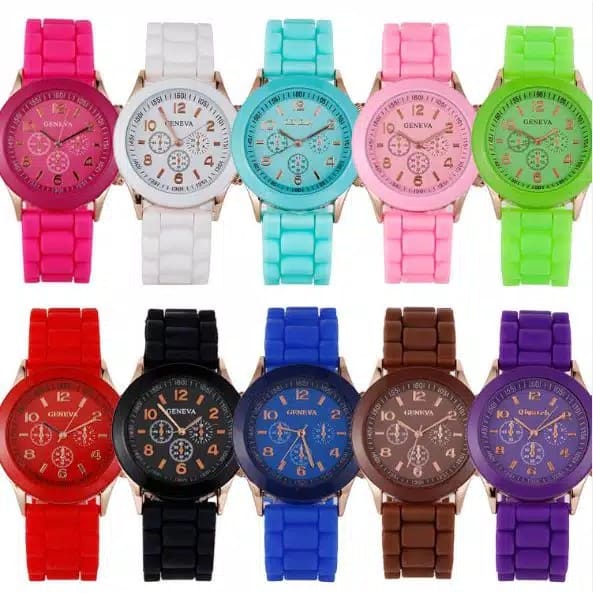 GENEVA Jam Tangan Wanita / Pria Analog Fashion Casual Women Wrist Quartz Watch rubber