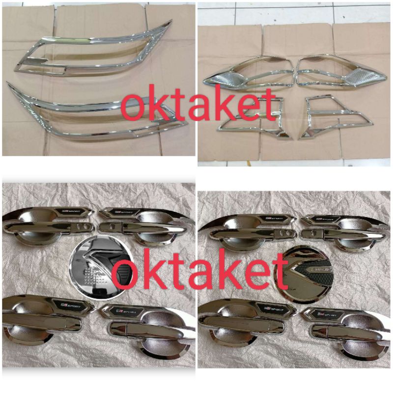 paket lengkap All new Rush Terios 2018 2019 2020 2021 2022 GR Sport Chrome garnish depan belakang outer handle tank cover