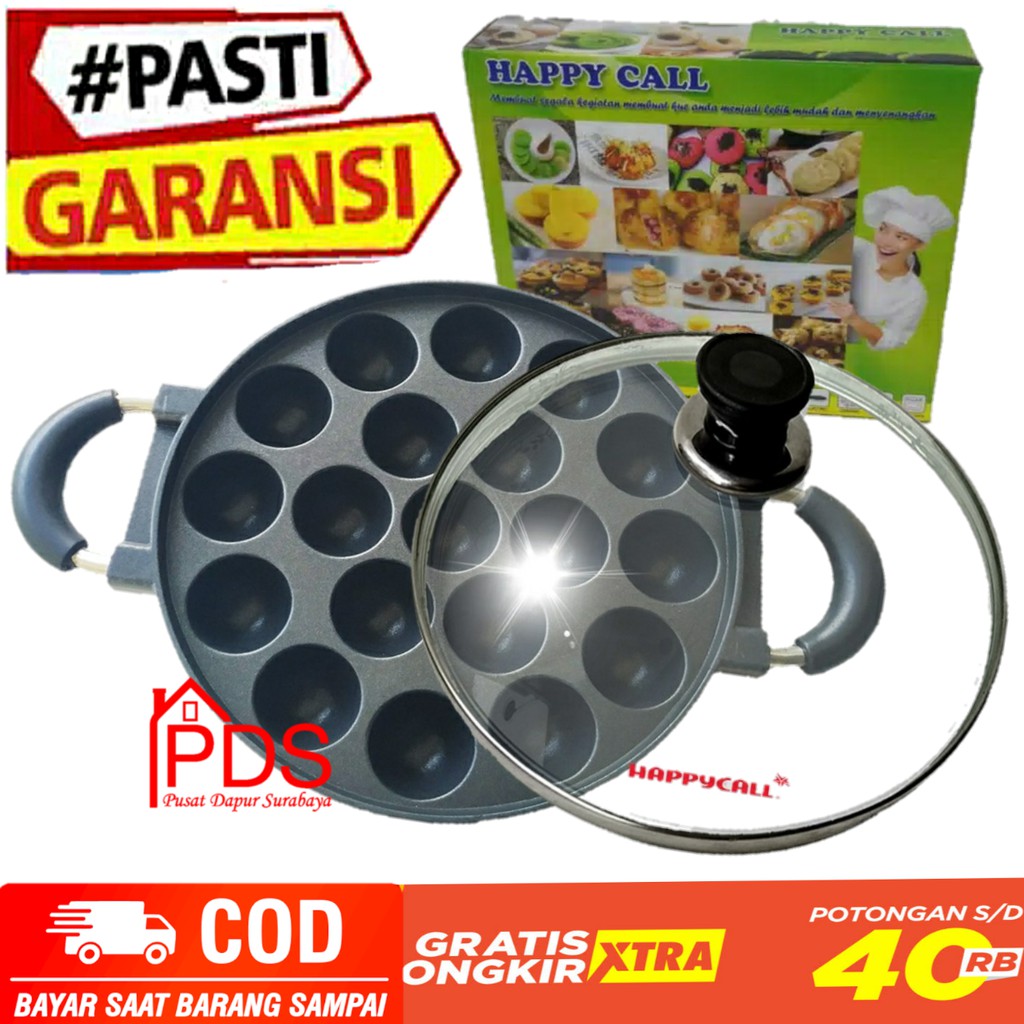 Happy call cetakan takoyaki anti lengket 19 lubang teflon cetakan telor mini pan anti lengket