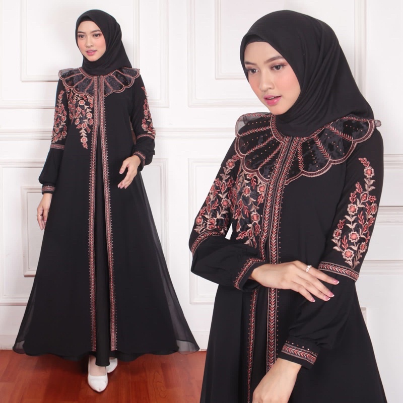 MF Store - COD - Abaya Turki Terbaru Mewah Tangan balon - Dress Abaya Muslim Turki - Gamis Abaya Tur