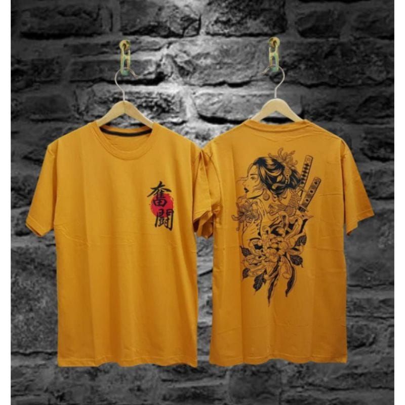 kaos distro lengan pendek motif Desain Jepang // kaos Samurai Jepang // kaos Keren Peria // Geshia p