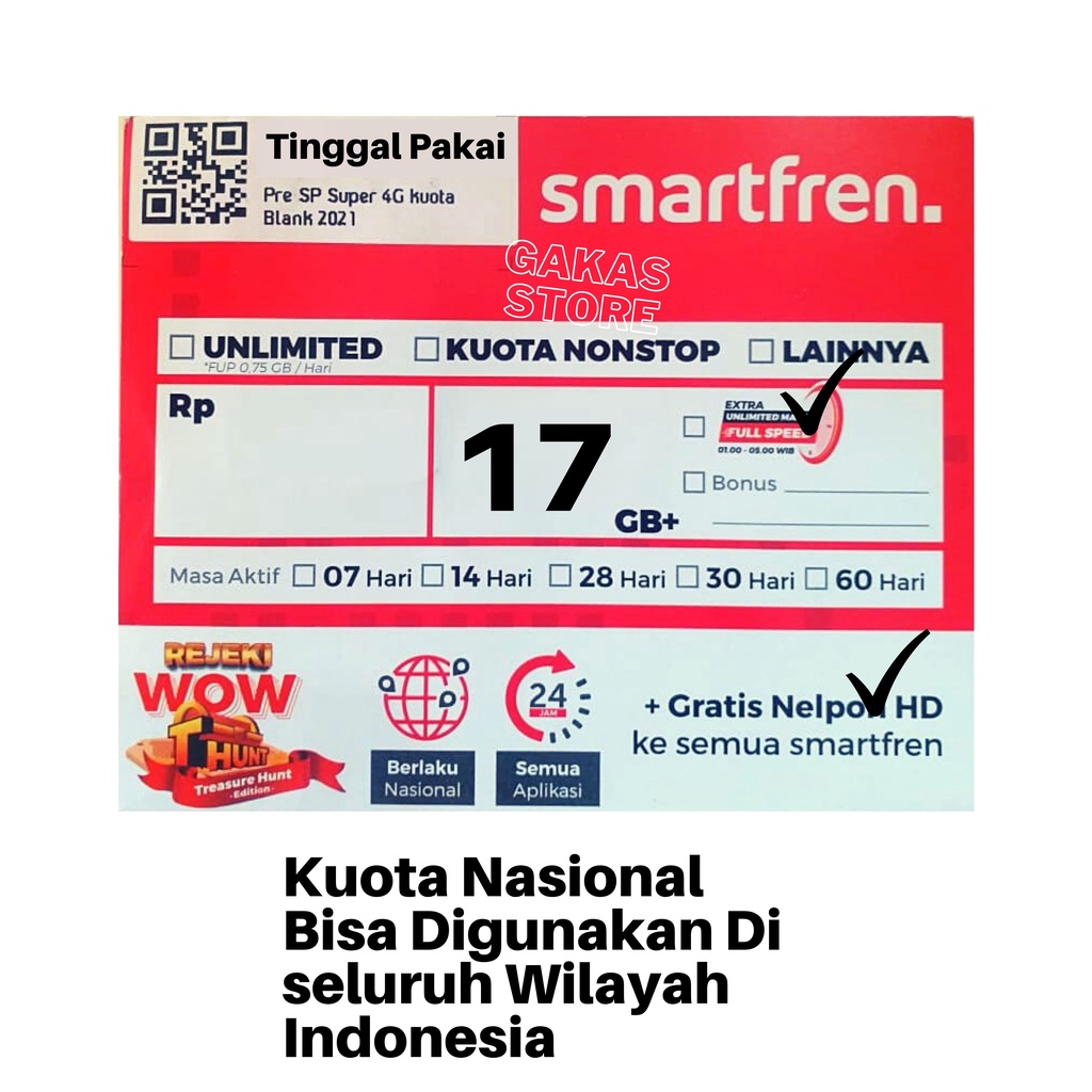 Kartu Perdana Smartfren 17GB Cocktail