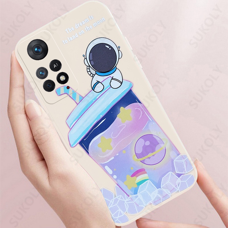 XIAOMI Case Bentuk Kotak Desain Astronot Es Krim NFC X3 Pro Poco M3 M2 Redmi Note 7 Pro Note 8 Pro Note 9 Pro Note 10 Pro Note 11 Pro Redmi 8 9 10 9A 9T 9T 9T