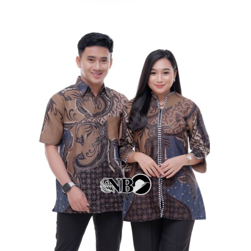 Batik Couple Pasangan Hem Dan Blouse Batik Couple Modern Terbaru Hem Batik pria Lengan pendek Blouse  Batik Wanita Terbaru Size M L XL XXL