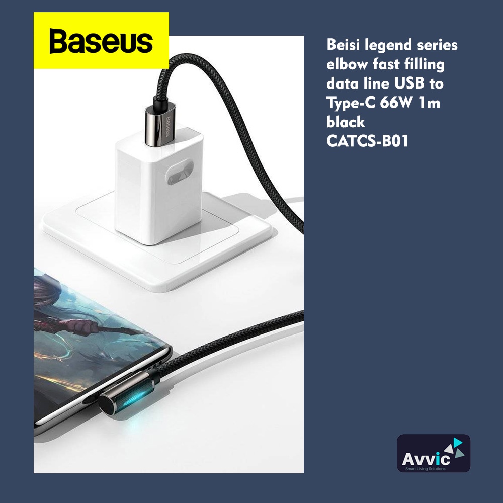 BASEUS Kabel Data Gaming Elbow USB to Type C Fast Charging 66W 1-2M