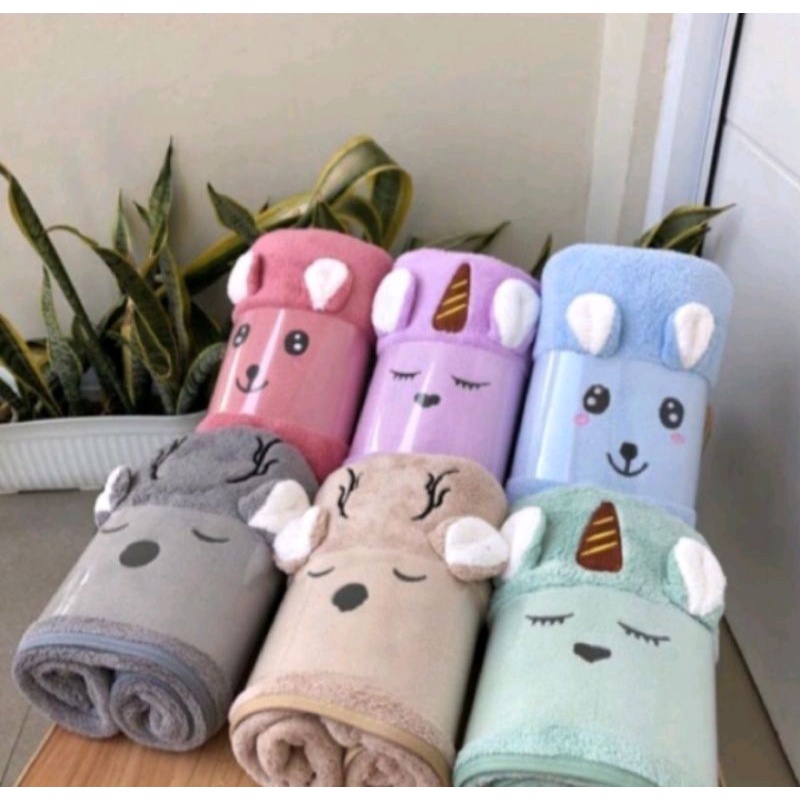 Handuk Mandi Bayi Anak Microfiber Handuk kuping souvenir ulang tahun anak