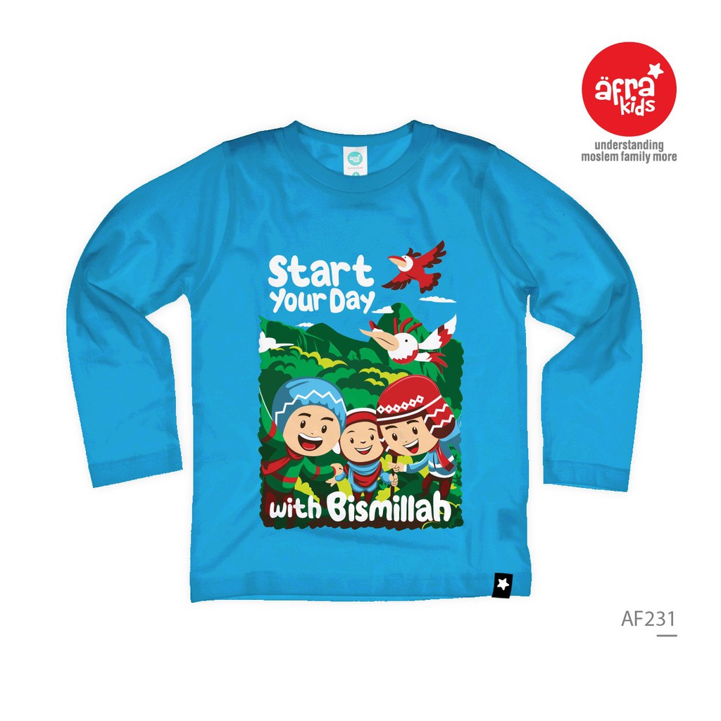 Kaos Afrakids AF231 &quot; Start Your Day With Bismillah&quot; Panjang