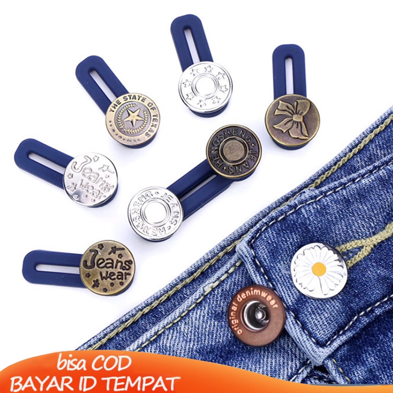 COD✨Metal Jeans Button Adjustable Removable Stapleless Untuk Wanita Tombol Logam Zinc Alloy Round Tack Buttons Aksesoris Ready Stock
