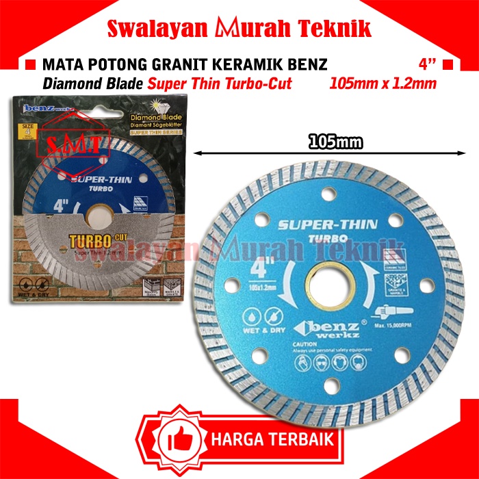 Mata Potong Keramik Granit Biru 4&quot; BENZ BZ7832 Diamond Wheel SuperThin Turbo 1,2mm