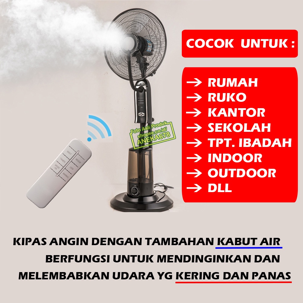 KIPAS ANGIN UAP 3.2 LITER MIST FAN HUMIDIFIER AIR COOLER AC PORTABLE