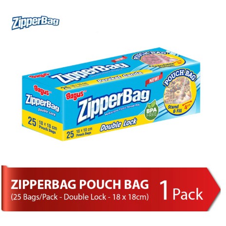 BAGUS Zipper Bag Double Lock With Pouch 18x18cm 25's Plastic Zip Bag Plastik Zip