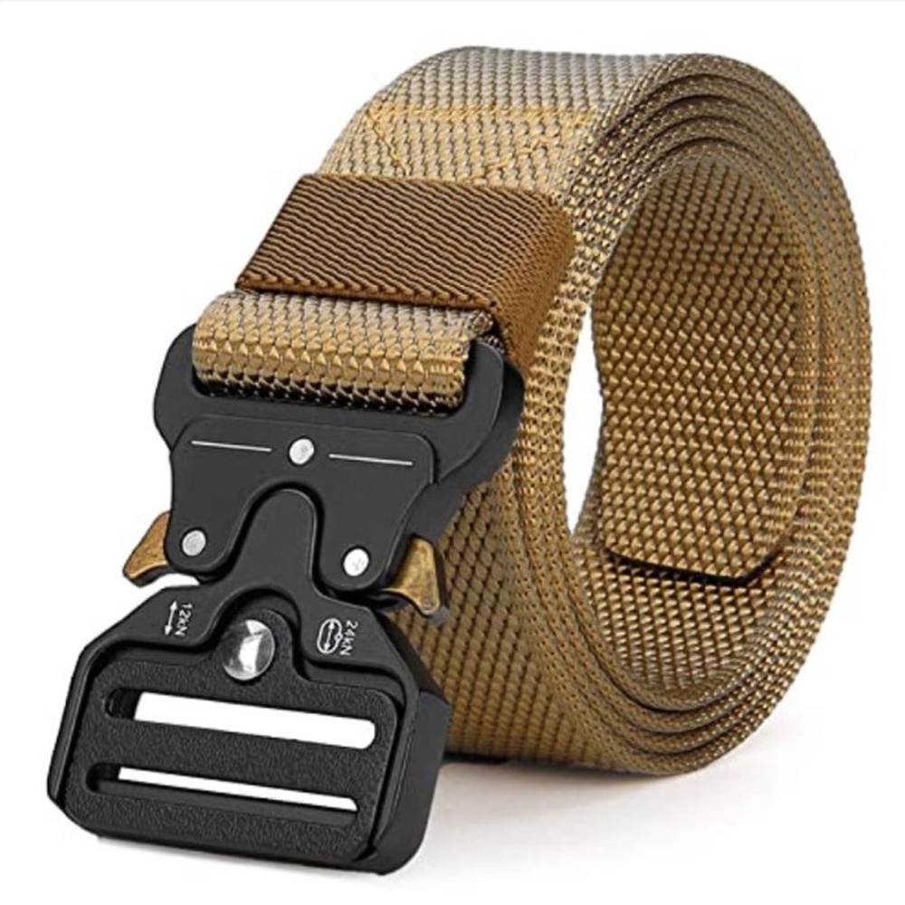 Ikat Pinggang tactical Army Panjang 120cm Gesper Kepala Besi Anti Karat Ikat Pinggang Tentara Gesper Import - Black
