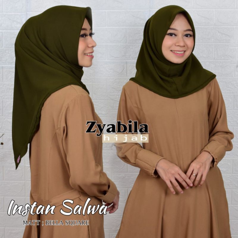 JILBAB Instan salwa PREMIUM 2 lapis bahan Bella POLIKOTON  5 pcs FREE scuba 1pcs-Army