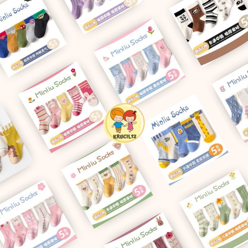 [MANICCA] Socks Kaos kaki Minliu lucu anak PAUD TK SD Girl Boy Unisex - 1SET ISI 5PASANG
