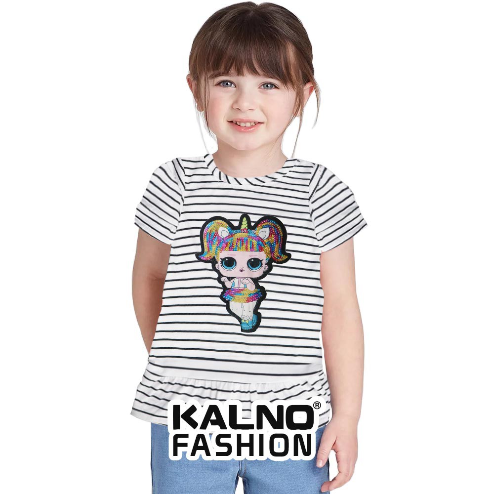 baju anak perempuan salur hitam putih ROK LOL  - Anak perempuan Umur 1 -  7 Tahun RANDOM