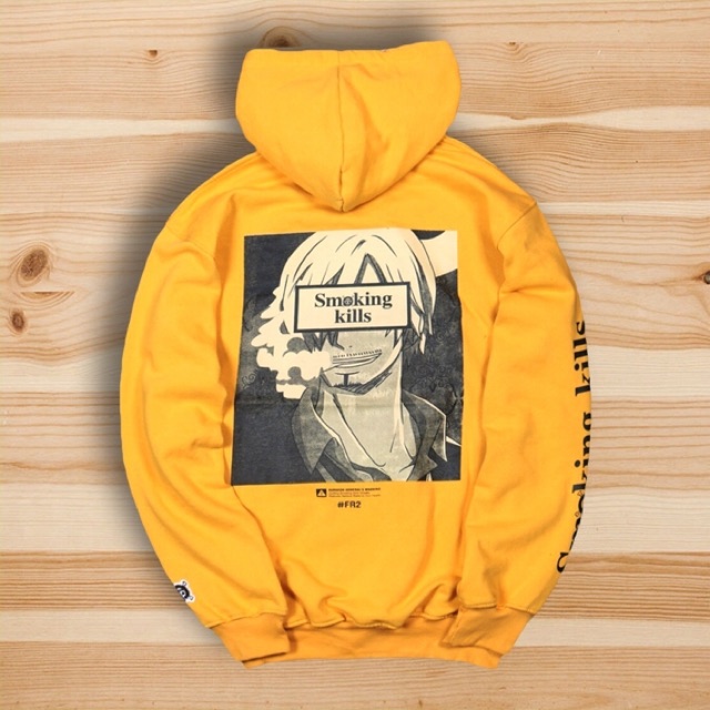 Hoodie Fuckin Rabbit Fr2 X One Piece Smoking Kills Sanji Yellow Shopee Indonesia