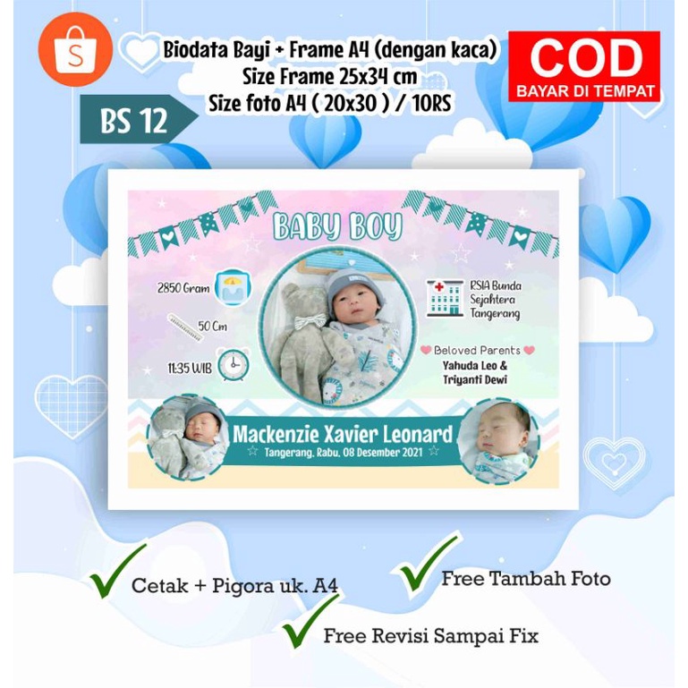 Biodata Bayi Cute Pink Free Pigora 10RS BS12 ✅ FREE PACKING ✅