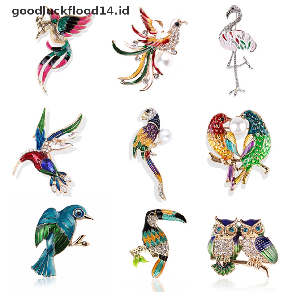 [OOID] Women Flamingo Crystal Bird Phoenix Animal Bird Owl Breastpin Brooch Pin Jewelry ID