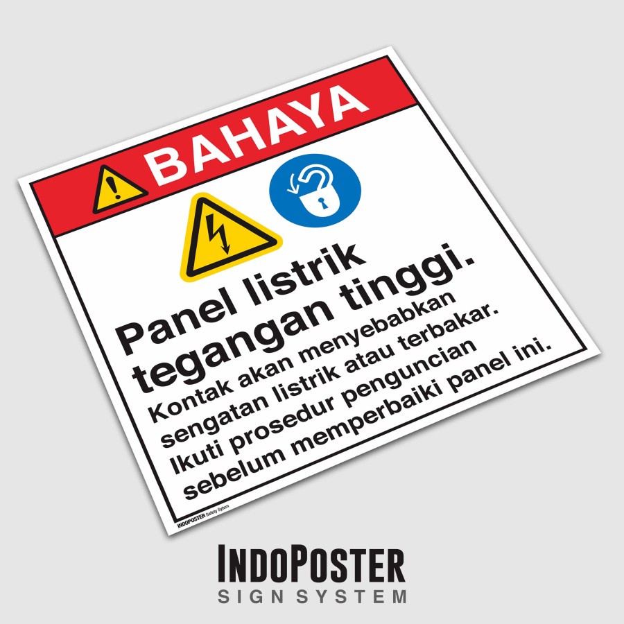 

STIKER SAFETY SIGN RAMBU K3 ANSI PANEL LISTRIK TEGANGAN TINGGI Persegi