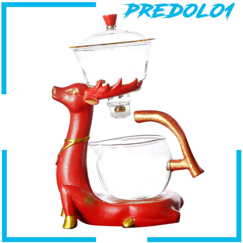 [PREDOLO1] Glass Automatic Lazy Tea Set Magnetic Rotating Bowl Teapot for Home