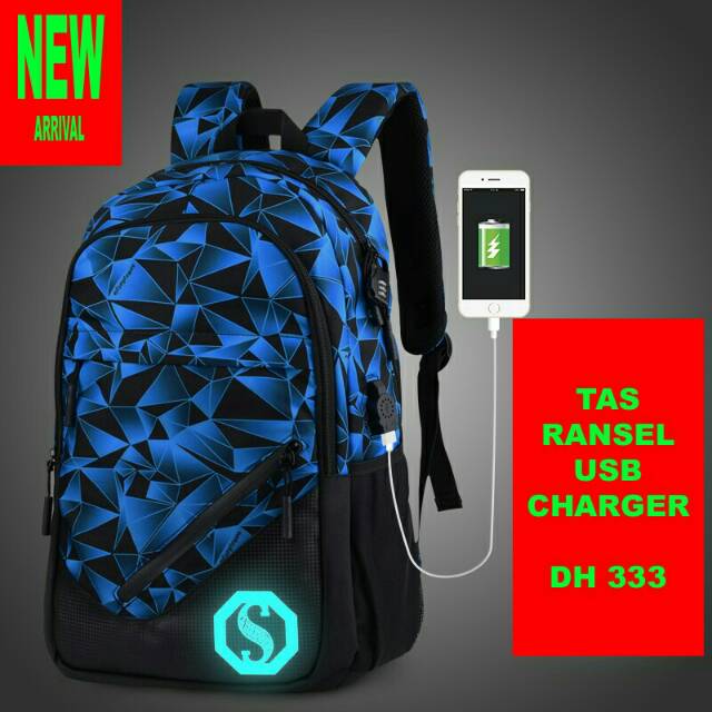 TAS RANSEL USB CHARGER, TAS LAPTOP FASHION USB CHARGER FASHION DH-020