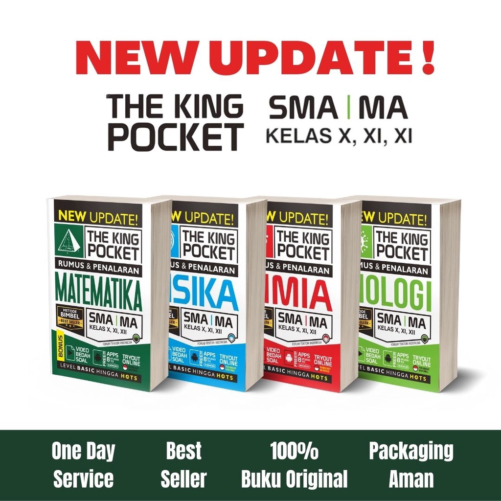 BUKU SMA - NEW UPDATE THE KING POCKET SMA MATEMATIKA., KIMIA, BIOLOGI, FISIKA / BUKU POCKET SMA