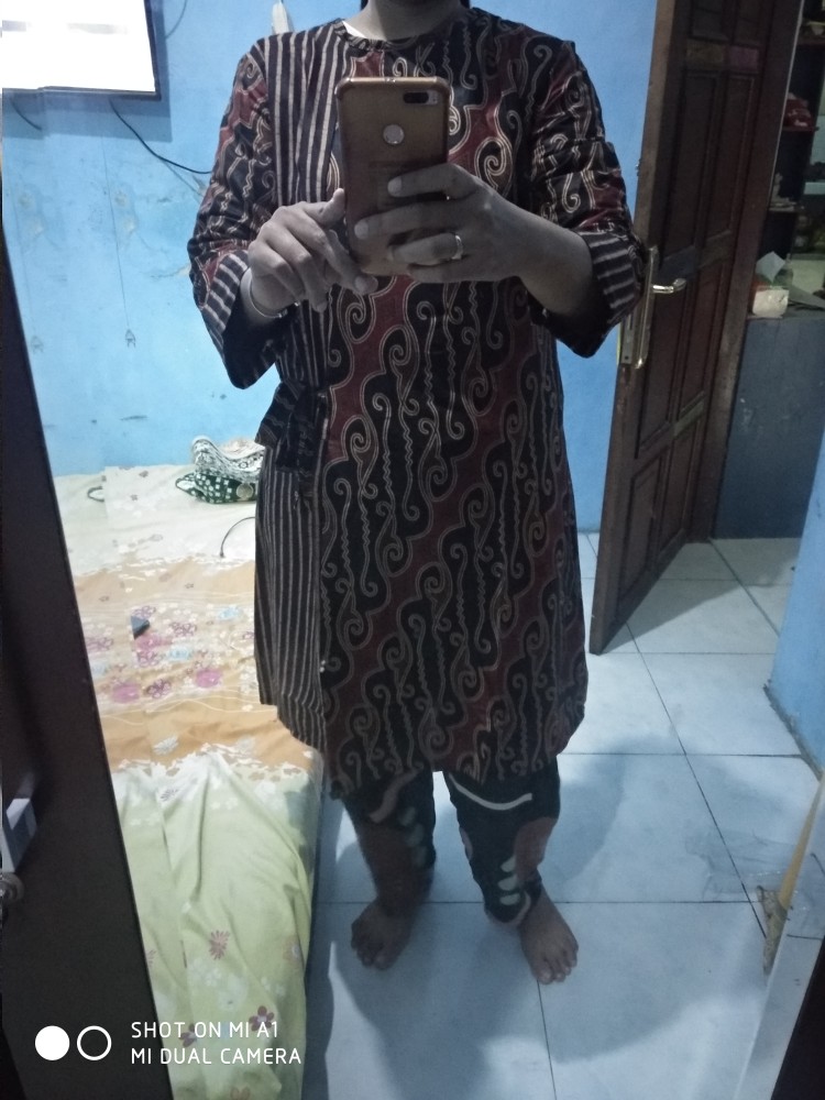 Tey-17 Batik Wanita Asj Sa Hrb026 Kenongo Kemeja Tosca Pendek