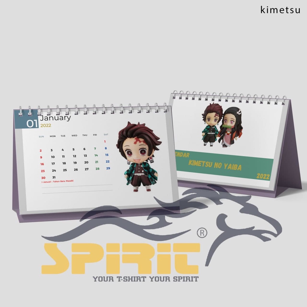 

custom kalender kimetsu no yaiba kalender 2022 duduk meja sesuai gambar