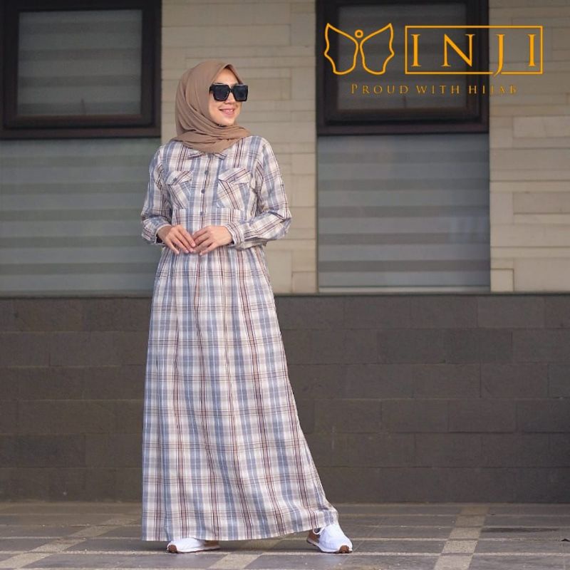 INJI ZARA DRESS BLUE, PINK BLUE, GREY BROWN