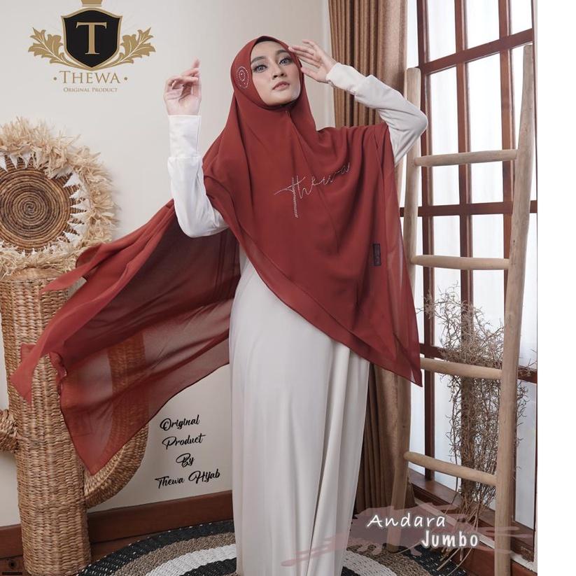 ➧ Kerudung/khimar/hijab “ANDARA ” Jumbo Lancip BINTANG 2 layer ORIGINAL THEWA ♨