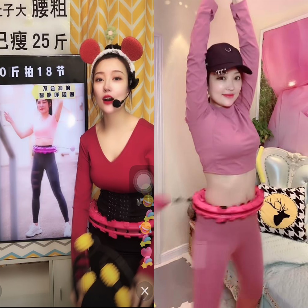 RUNASK Alat Fitness Cincin Pelangsing Tubuh Hula Hoop Abdomen Waist Warna Pink