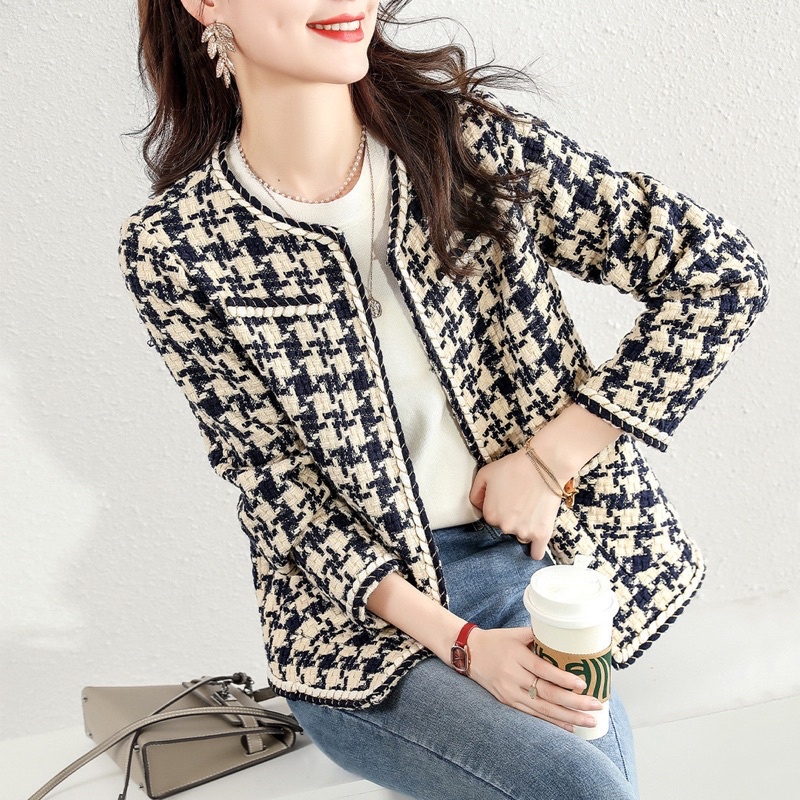 [ Retro Series ] Blazer / Vest / Outer / Rompi Houndstooth Tweed Casual Formal Import Premium