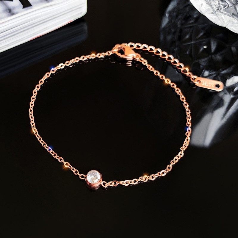 Gelang Tangan Rantai Emas Hias Berlian Bulat Untuk Wanita Bracelet titanium anti karat dan anti luntur perhiasan