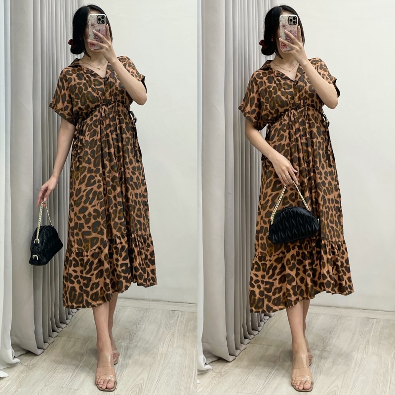 Daster Amariel Vibi Homewear-Vib: Brown Carnivore