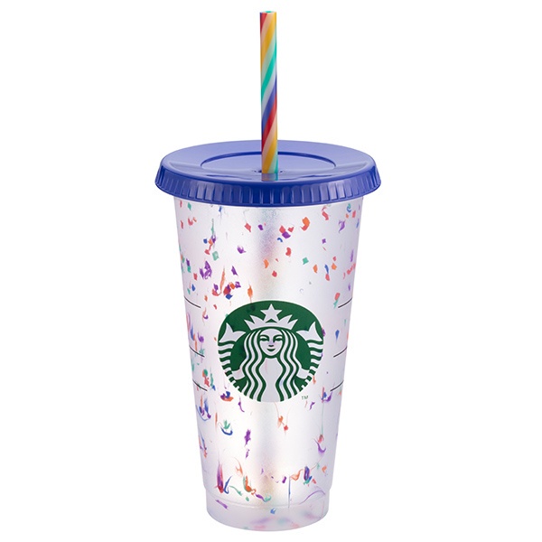 Starbucks Rainbow Color Changing Reusable Cup Cold Cup with Straw