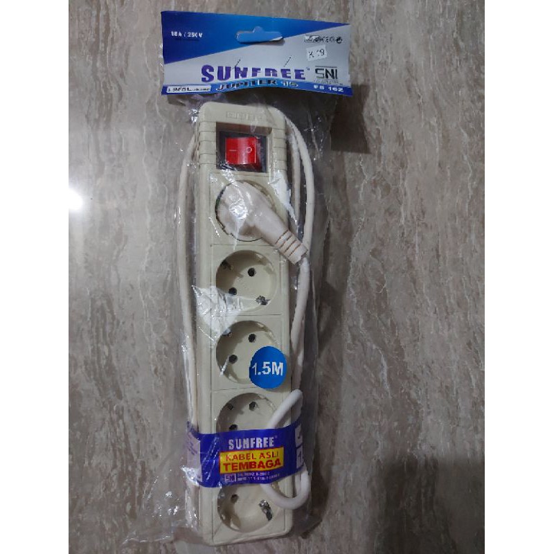 Stopkontak + Kabel Sunfree (3/ 4/ 5 Lobang + 1.5 Meter) Kabel Olor T Arde Jupiter 13 14 15 Sunfree