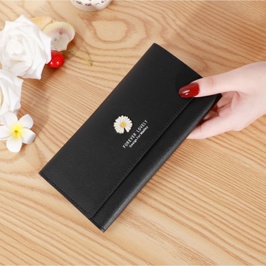 W04 Dompet Panjang Wanita Modern Daisy Flower Women Wallet Kartu Cewek Korea Resleting Remaja Murah