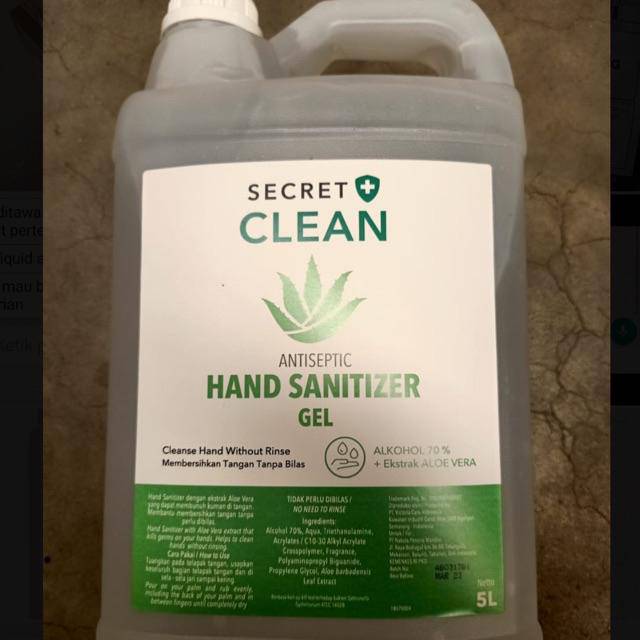 SECRET CLEAN ANTISEPTIC GEL 5 LITER HAND SANITIZER