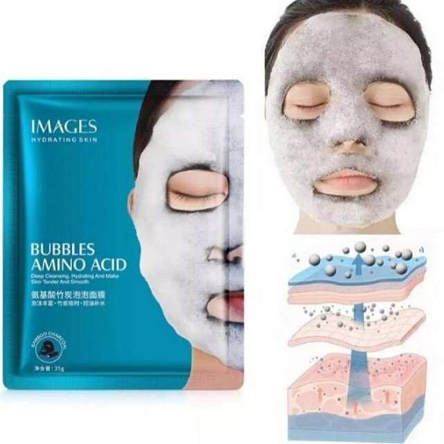 SHINE STAR - [ Origanal 100% ] Masker Wajah Jerawat Images Facial Bubble Amino Acid Mask