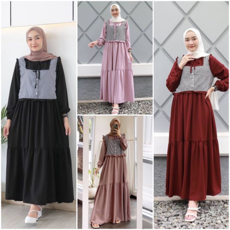 LALA MAXI DRESS GAMIS REMAJA PEREMPUAN DRESS PLUS ROMPI TERPISAH GAMIS REMAJA freya dress gamis jumbo, midi dress Gamis Rayon Susun Polos Paling Laris Gamis midi Viral Trend