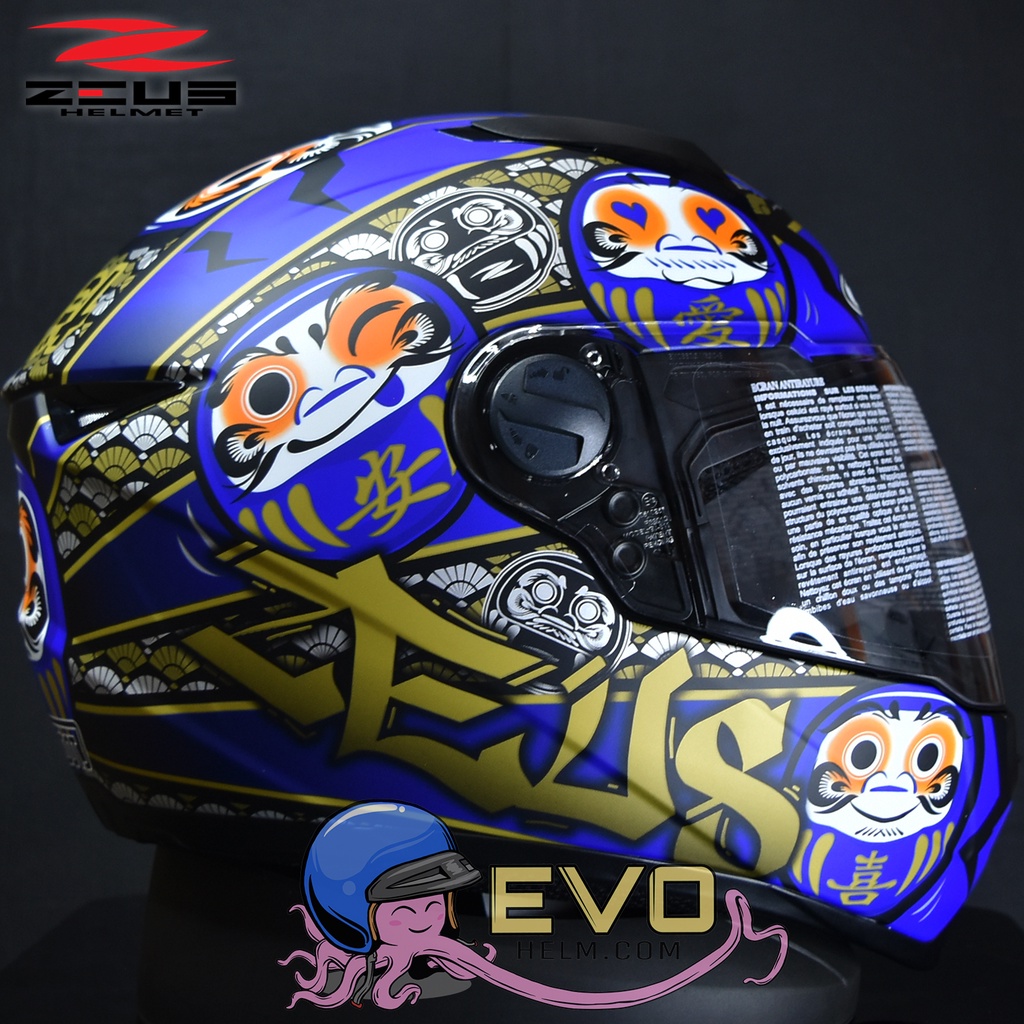 HELM ZEUS FULL FACE MBLK AL35 BLUE - FREE SMOKE VISOR ZEUS ORIGINAL ( ONGKIR 2KG )