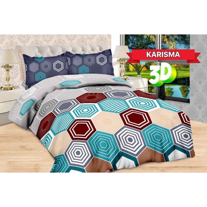 Bedcover satu set sprei 180x200 merek bonita motif karisma