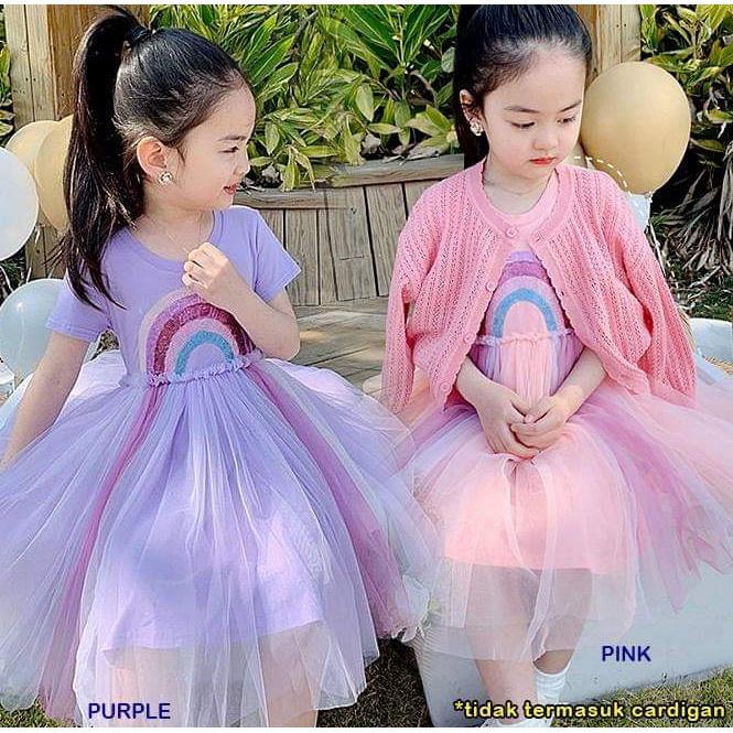 Dress Tutu Rainbow Anak Perempuan Sequin Base