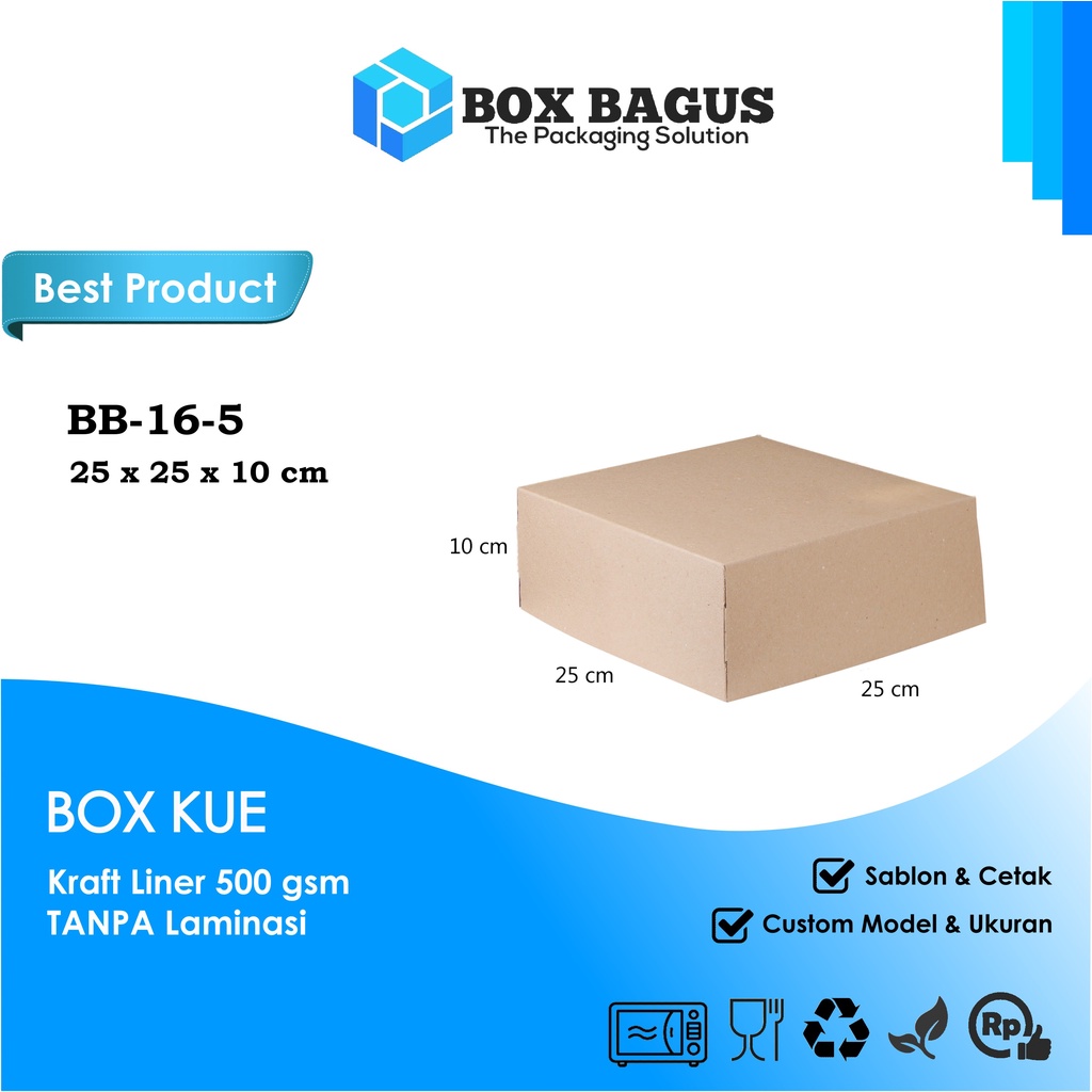 BOX DUS 25x25x10 KRAFT 500 GSM - KOTAK HAMPERS KUE BOLU CHIFFON MARBLE MARMER CAKE PUDDING