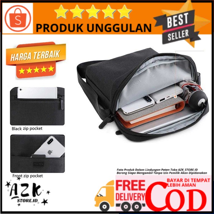 TAS SELEMPANG CANVAS UNTUK IPAD 9.7 INCH - TAS DOMPET HITAM ELEGAN MODERN KANTOR SEKOLAH KULIAH
