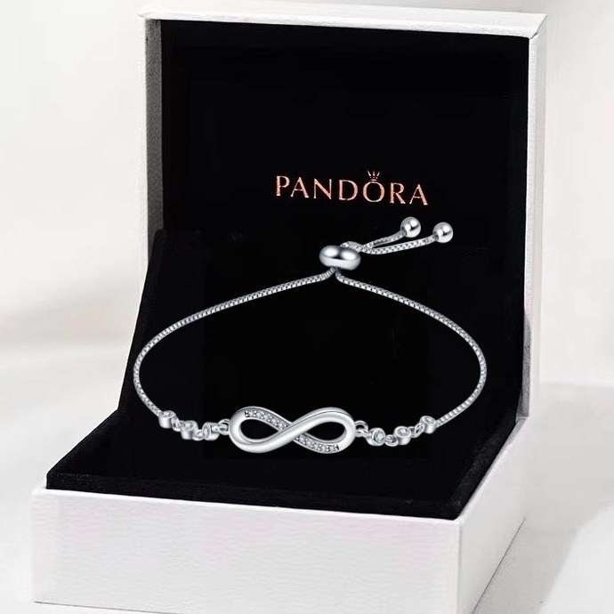 Pandora Gelang 925 Silver Gold 18K Hias Berlian Kubik Zirkonia Untuk Wanita