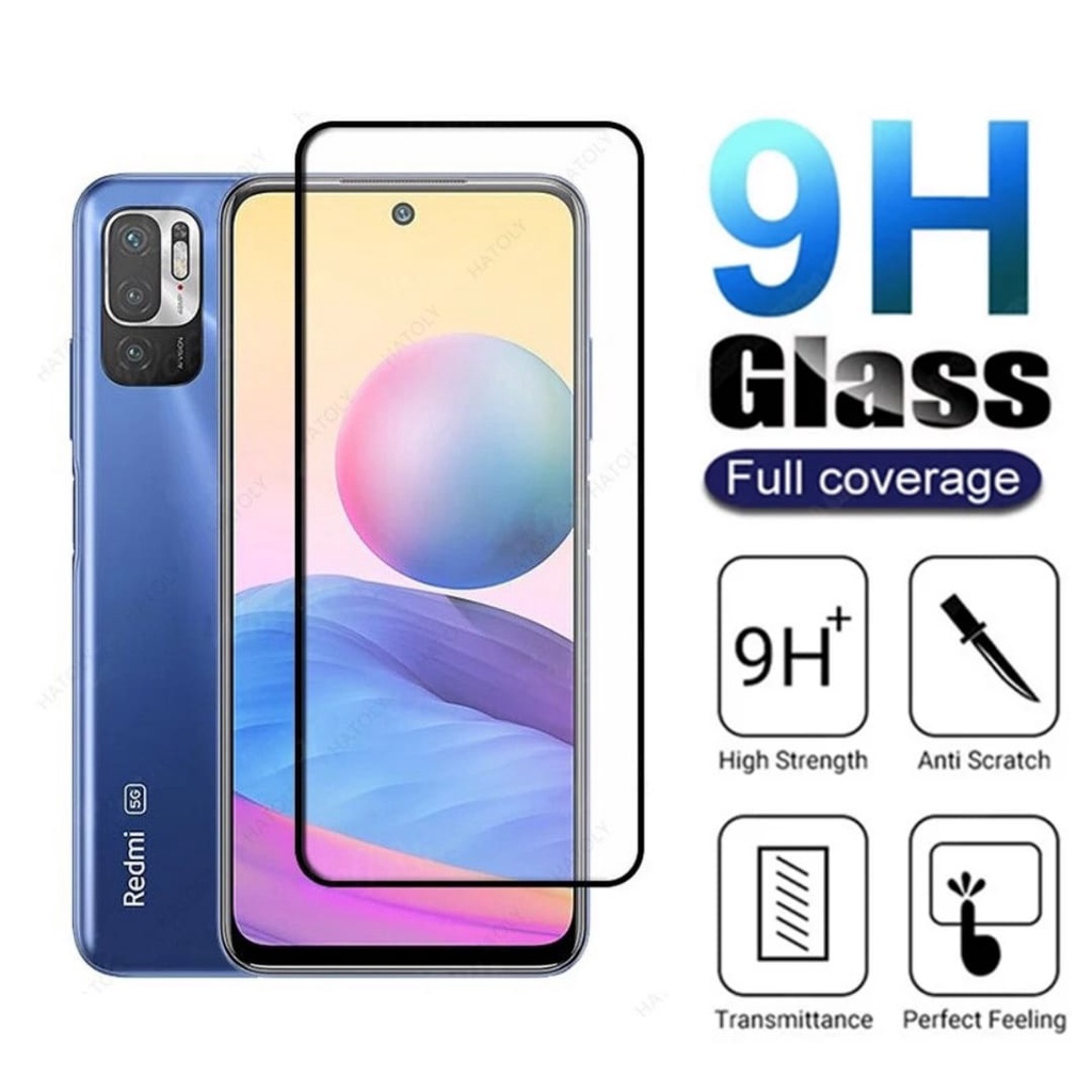 PROMO 3in1 CASE SHOCKPROOF+TEMEPERED GLASS FULL CVR BLACK+GARSKIN CARBON For Xiaomi REDMI NOTE 10 5G